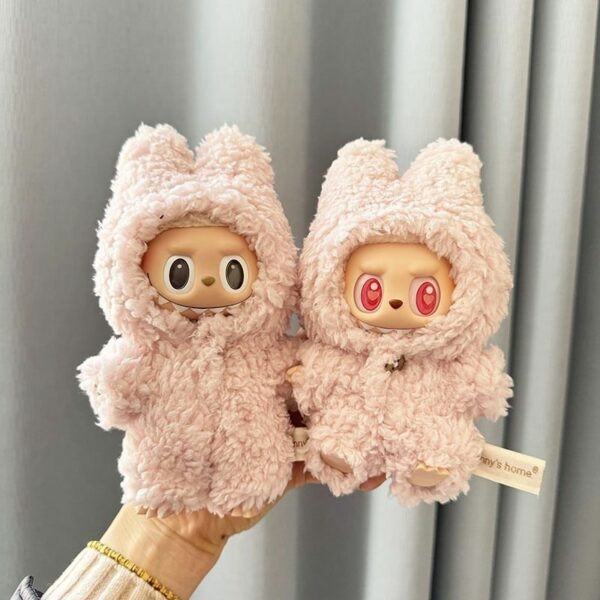 Labubu Plush Doll Clothes Keychain Onesie Pink