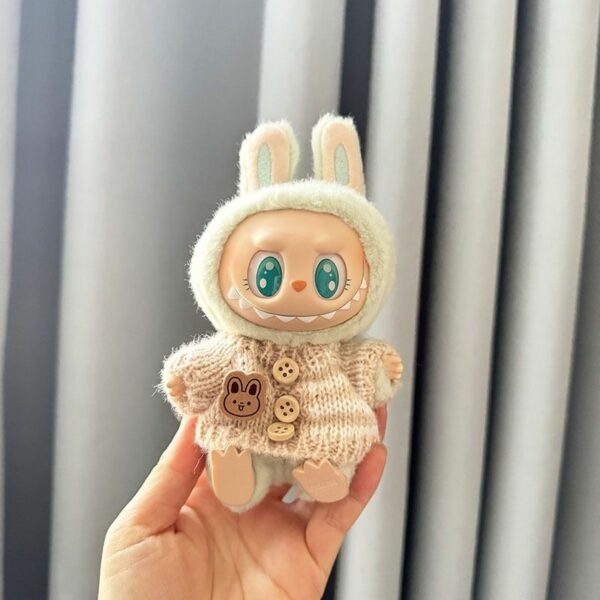 Labubu Doll Clothes - Bear Pattern Sweater with Hat - Image 8