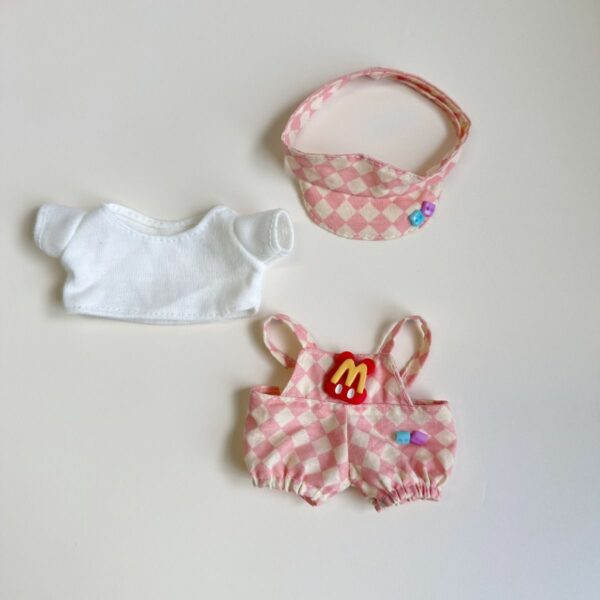 Labubu 17cm Doll Clothes McDonalds Overalls Keychain Set - Image 14