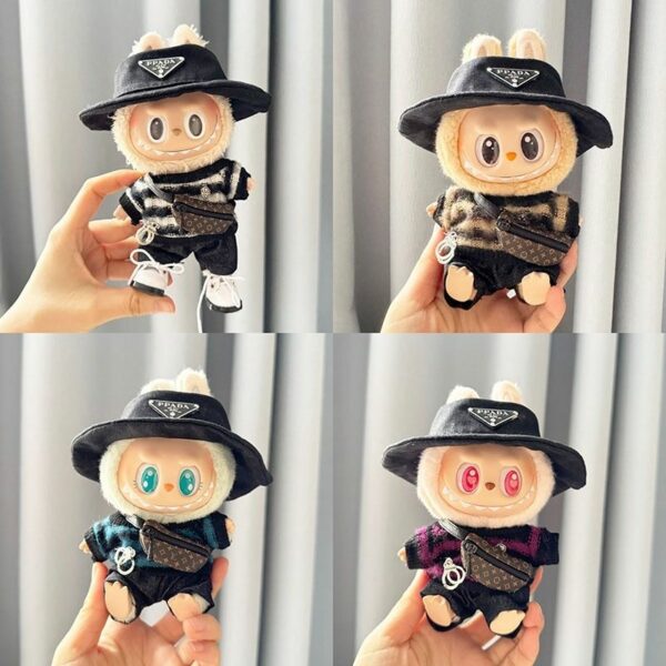 Labubu First Second Generation Doll Striped Outfit Set
