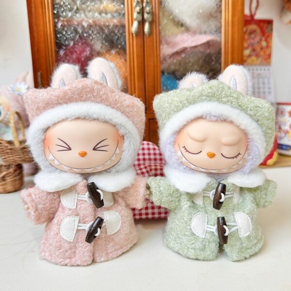 Labubu Keychain Doll Hexagonal Beret Coat Outfit