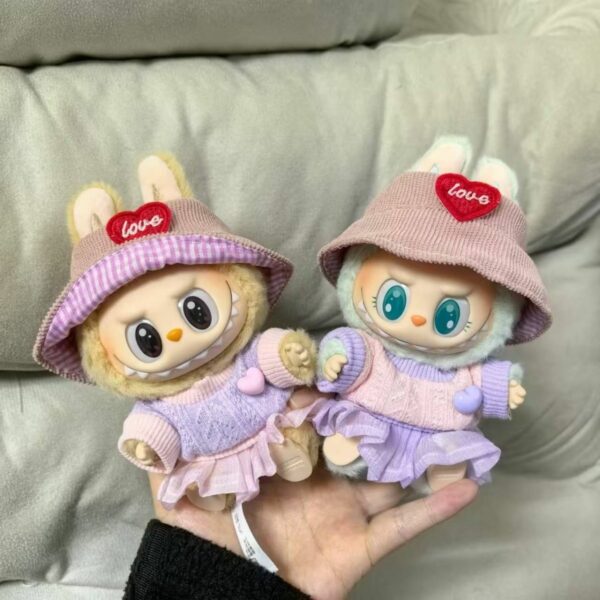 Doll Clothes Heart Pattern Dress for Labubu 15cm