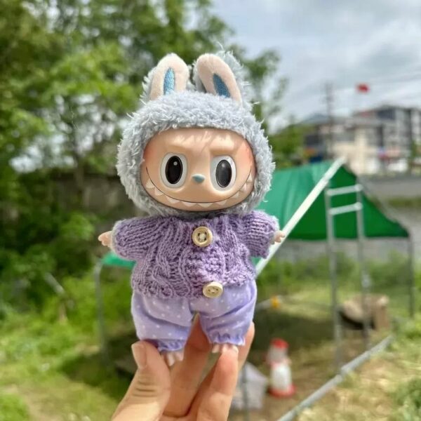Labubu 17cm Doll Knit Sweater Pants Set Macaron Series - Image 11