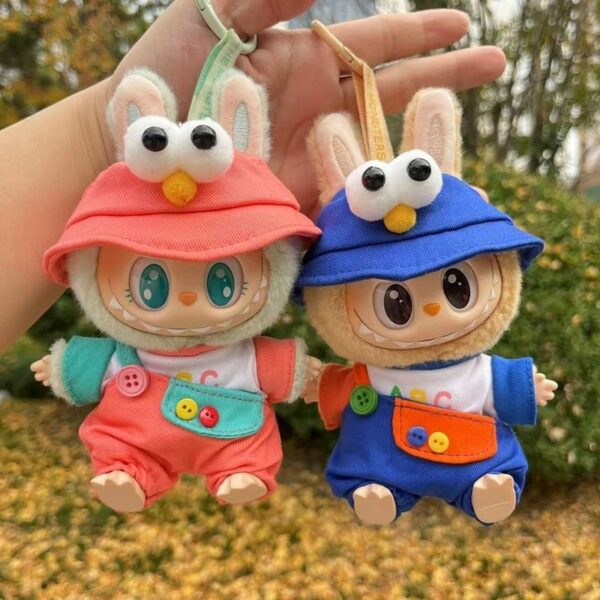 Labubu Keychain Doll Clothes ABC Overalls Outfit Set