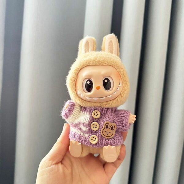 Labubu Doll Clothes - Bear Pattern Sweater with Hat - Image 10