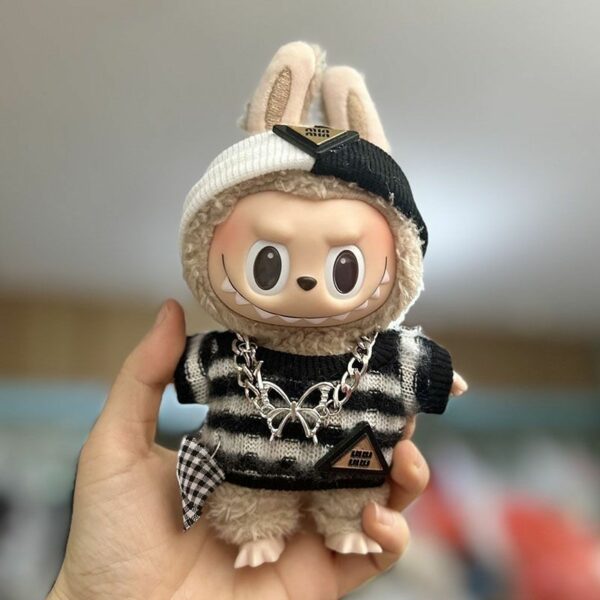 Labubu 17cm Blue Plaid Costume Set Keychain - Image 39