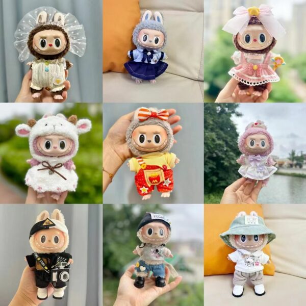17cm Labubu Blind Box Sheep Overalls Outfit Set