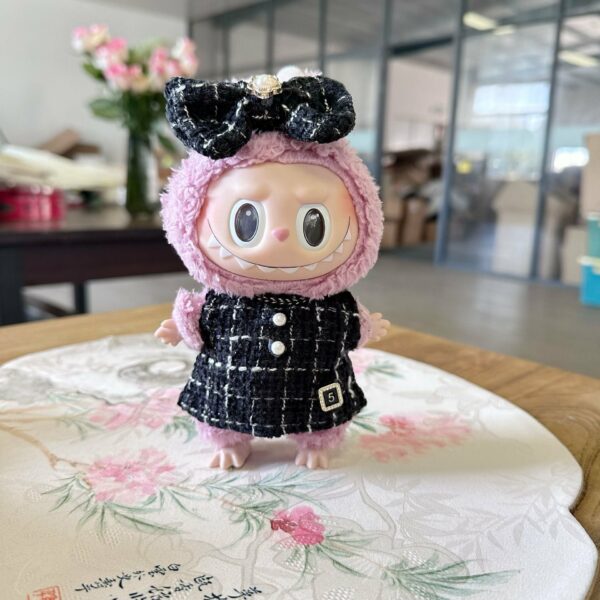 Doll Clothes Black Camellia Costume Set with Bag for Labubu - Image 11