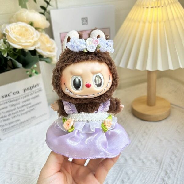Doll Clothes Pearl Suspender Skirt Dress Outfit for Labubu 17cm - Image 3