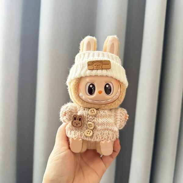 Labubu Doll Clothes - Bear Pattern Sweater with Hat - Image 16