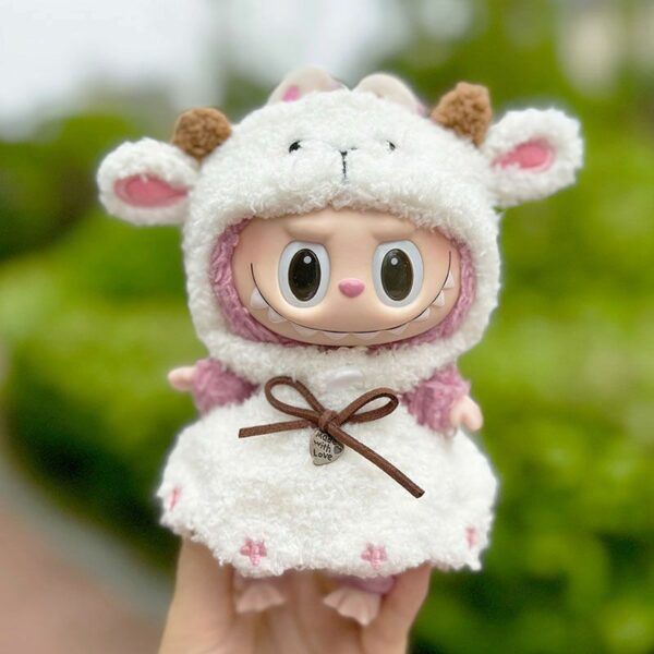17cm Labubu Blind Box Sheep Overalls Outfit Set - Image 9