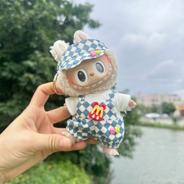 Labubu 17cm Doll Clothes McDonalds Overalls Keychain Set - Image 17