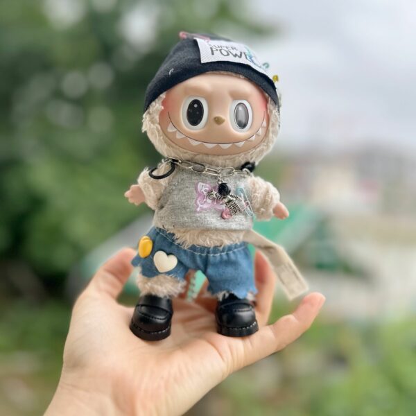 17cm Labubu Blind Box Sheep Overalls Outfit Set - Image 35