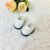 Small square head white leather shoes