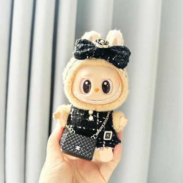 Doll Clothes Black Camellia Costume Set with Bag for Labubu - Image 8