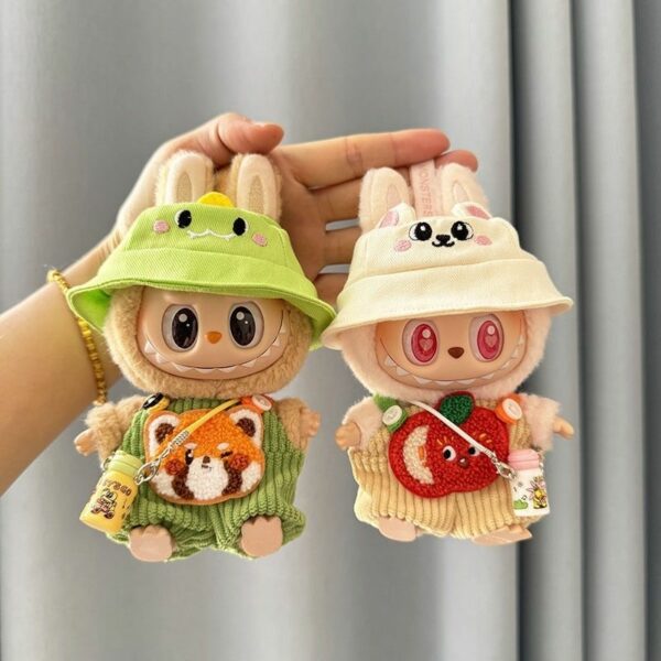 Labubu Keychain Doll Clothes Fruit Animal Overalls