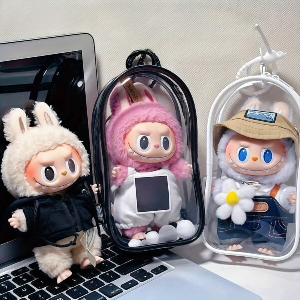 Labubu Display Case - PVC Storage Bag with Keychain - Image 4