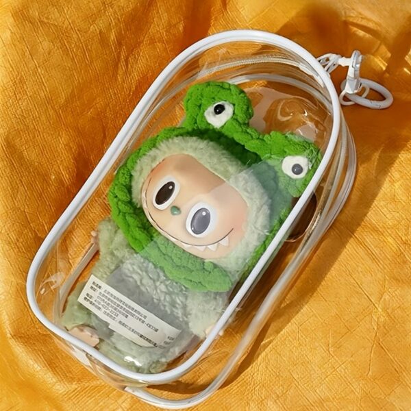 Labubu Display Case - PVC Storage Bag with Keychain