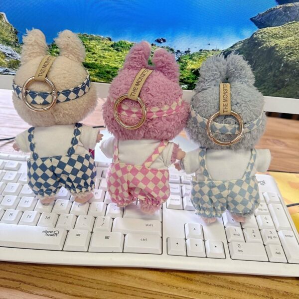 Labubu 17cm Doll Clothes McDonalds Overalls Keychain Set - Image 6