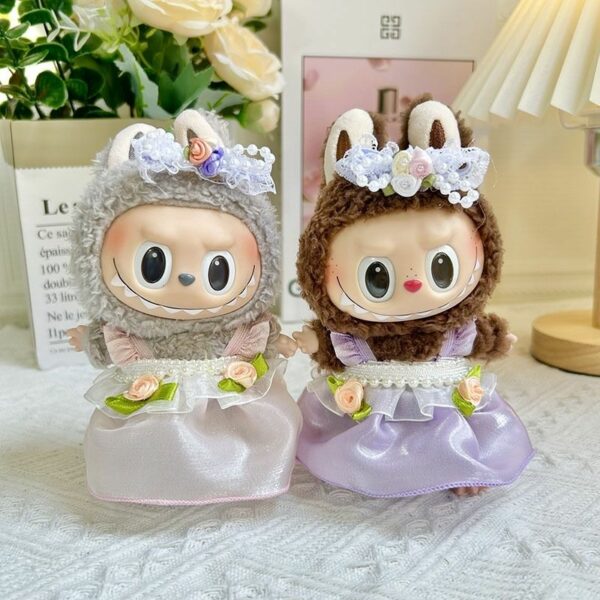 Doll Clothes Pearl Suspender Skirt Dress Outfit for Labubu 17cm - Image 2