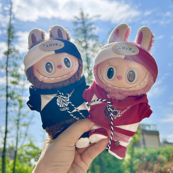 Labubu 17cm Mystery Box Plush Doll Trendy Hoodie Outfit Set - Image 5