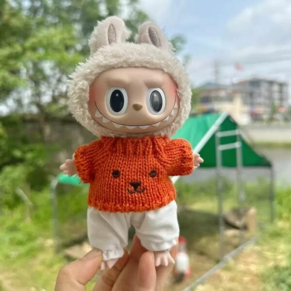 Labubu 17cm Doll Knit Sweater Pants Set Macaron Series - Image 15