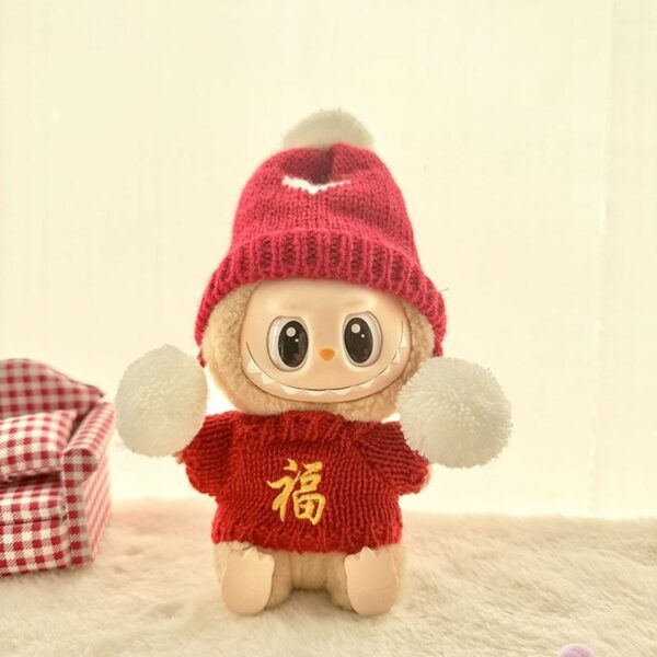 Labubu Keychain Doll Hexagonal Beret Coat Outfit - Image 14