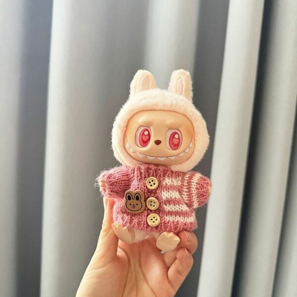 Labubu Doll Clothes - Bear Pattern Sweater with Hat - Image 11