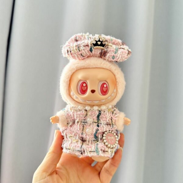 Labubu Plush Doll Clothes Keychain Onesie Pink - Image 3