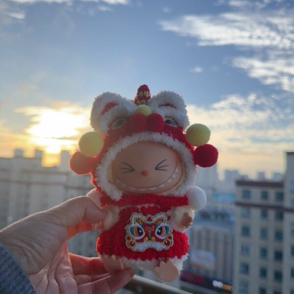 Labubu Doll Chinese Lion Dance Outfit Clothes Set