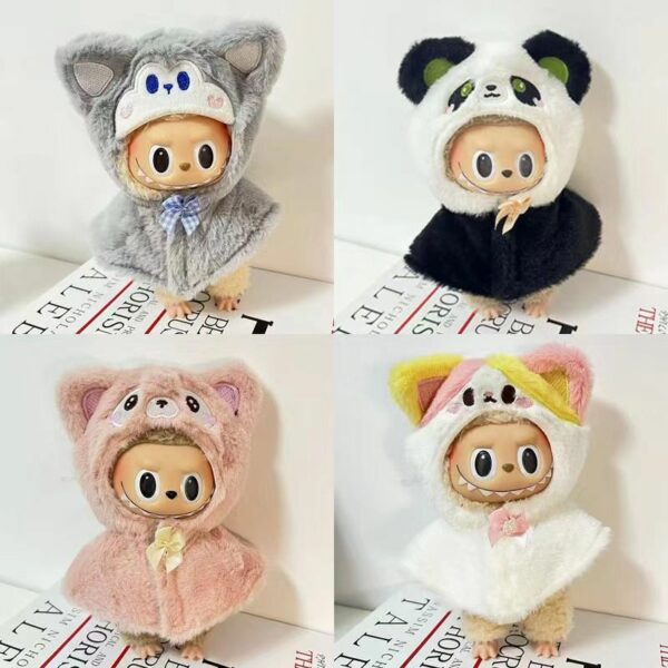 17cm Labubu Doll Clothes Cape Cloak Keychain Outfit