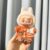 Striped Button Rabbit Head Orange Sweater