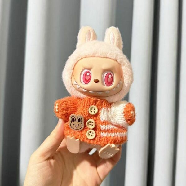 Labubu Doll Clothes - Bear Pattern Sweater with Hat - Image 12