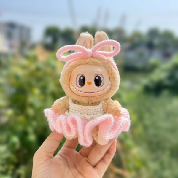 Labubu Sitting Doll Crochet Clothes Hat Set - Image 9