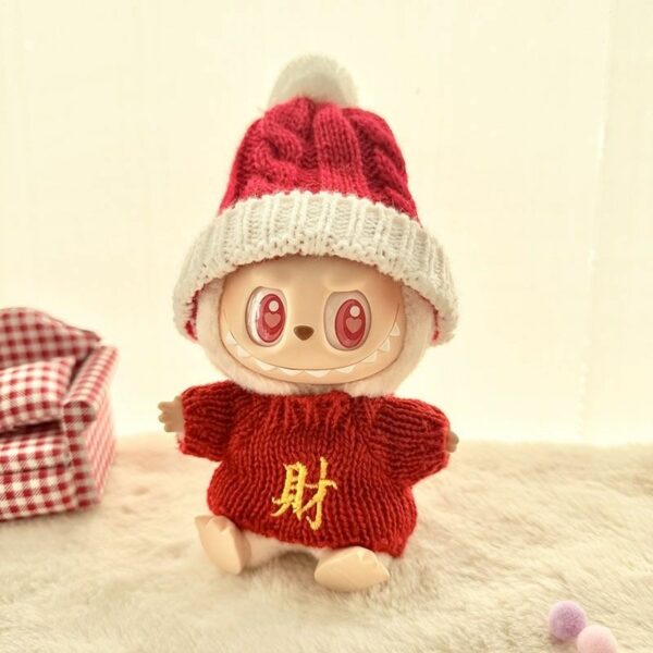 Labubu Keychain Doll Hexagonal Beret Coat Outfit - Image 13