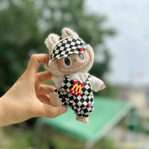 Labubu 17cm Doll Clothes McDonalds Overalls Keychain Set - Image 18