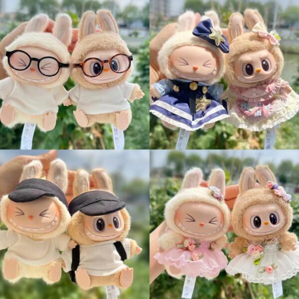 Labubu Party Doll Clothes T-shirt Glasses Set