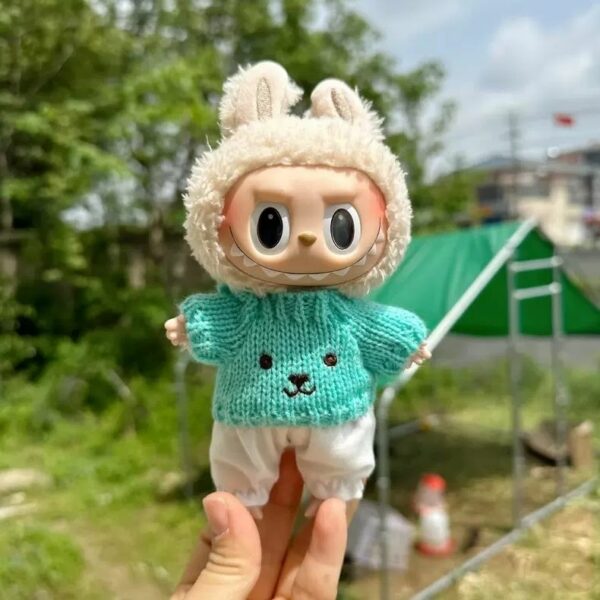 Labubu 17cm Doll Knit Sweater Pants Set Macaron Series - Image 14