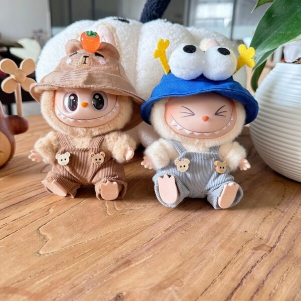 Labubu Blind Box Doll Clothes Wooden Button Overalls - Image 3
