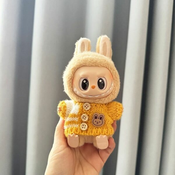 Labubu Doll Clothes - Bear Pattern Sweater with Hat - Image 14
