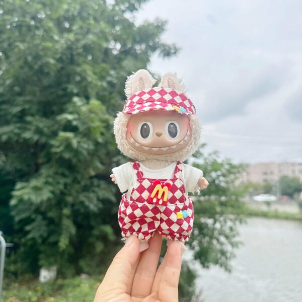 Labubu 17cm Doll Clothes McDonalds Overalls Keychain Set - Image 15