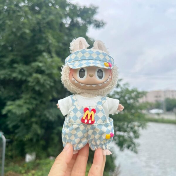 Labubu 17cm Doll Clothes McDonalds Overalls Keychain Set - Image 16