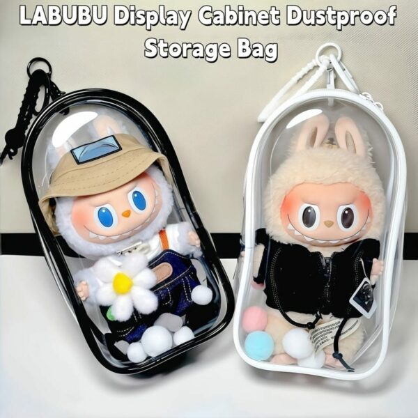 Labubu Display Case - PVC Storage Bag with Keychain - Image 2