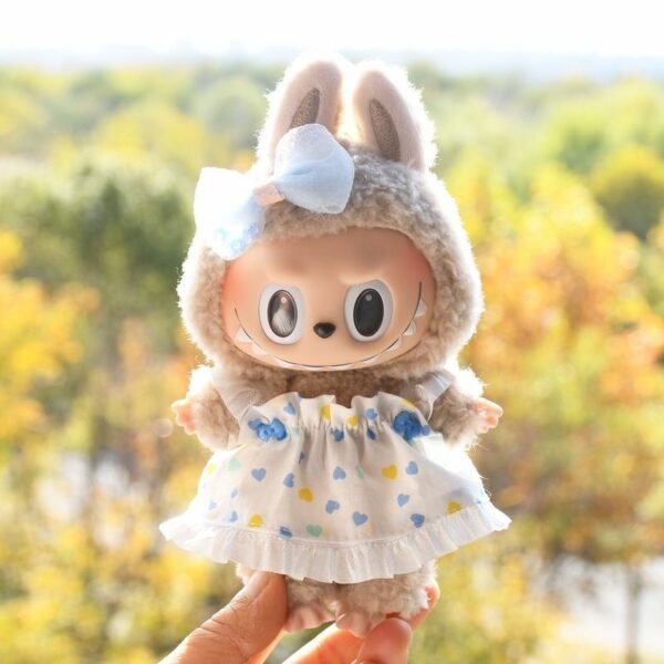 Labubu 17cm Blue Plaid Costume Set Keychain - Image 34