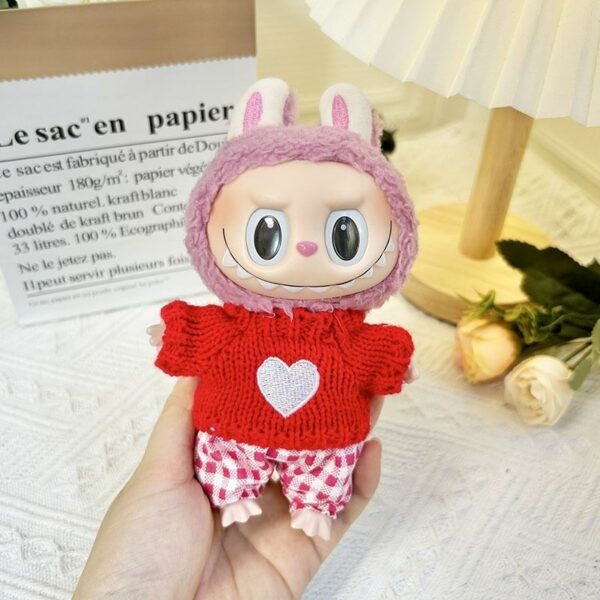Labubu 17cm Doll Knit Sweater Pants Set Macaron Series - Image 4