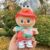 Red shoulder abc overalls set + white canvas shoes