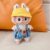 Biscuit denim overalls + yellow elastic strap denim hat