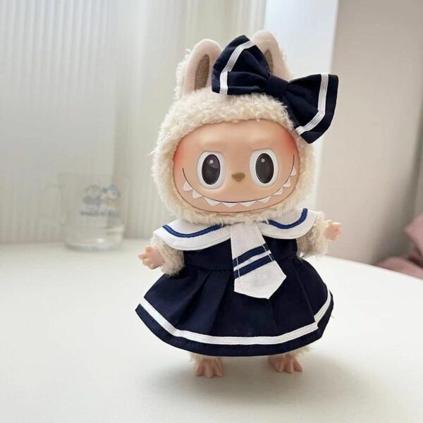 Labubu 15cm Doll Dress and Overalls School Uniform Set