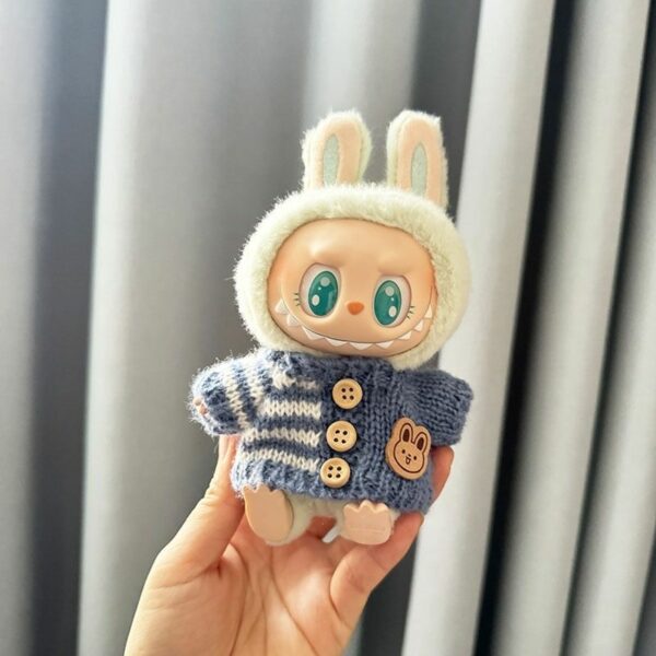 Labubu Doll Clothes - Bear Pattern Sweater with Hat - Image 13