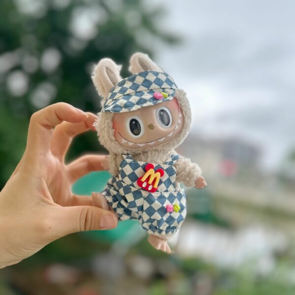 Labubu 17cm Doll Clothes McDonalds Overalls Keychain Set - Image 11